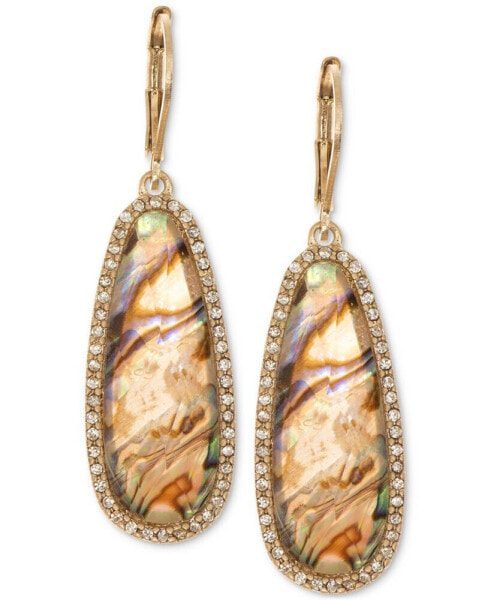 Gold-Tone Iridescent Stone Drop Earrings