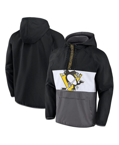 Куртка с капюшоном Fanatics мужская черная Pittsburgh Penguins Flagrant Foul Anorak Raglan Half-Zip.