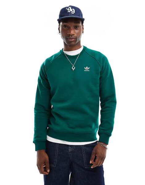 adidas Originals Trefoil Essentials crew neck sweat in collegiate green