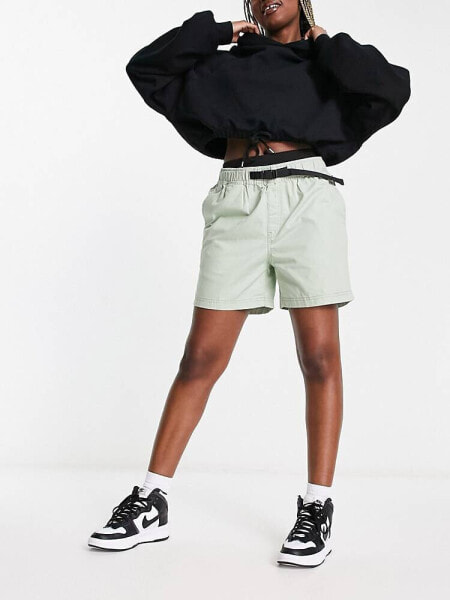 Napapijri Dru woven cotton shorts with belt in light green