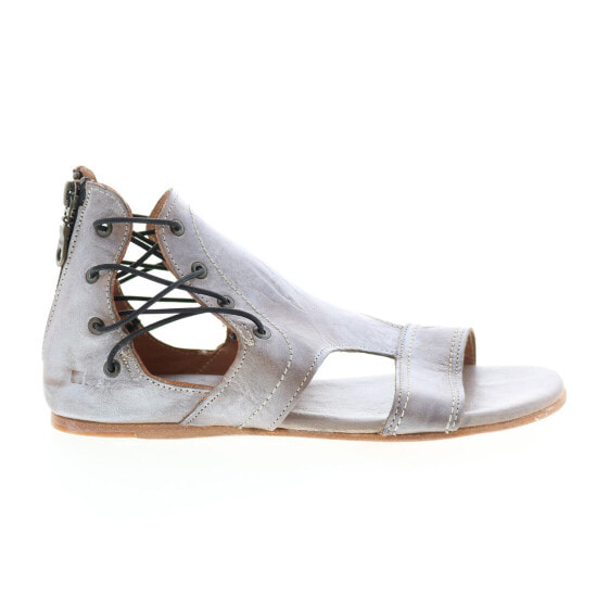 Bed Stu Sarabi F373047 Womens Gray Leather Zipper Strap Sandals Shoes