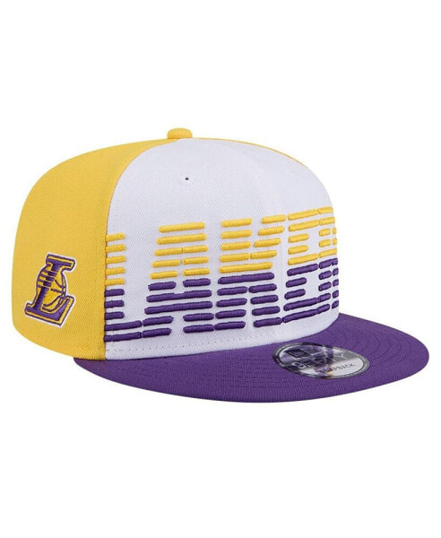 Men's White/Purple Los Angeles Lakers Throwback Gradient Tech Font 9fifty Snapback Hat