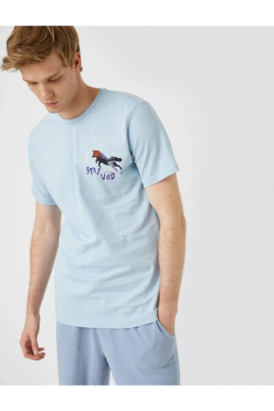 Erkek A.Mavi Baskılı T-Shirt Pamuklu