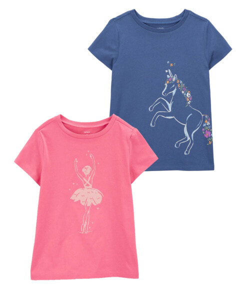 Kid 2-Pack Unicorn & Ballerina Graphic Tees XS