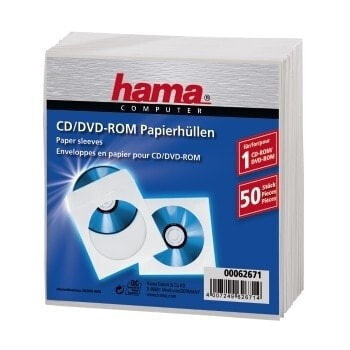 Hama CD-ROM Paper Sleeves 50, White, 50 discs, White