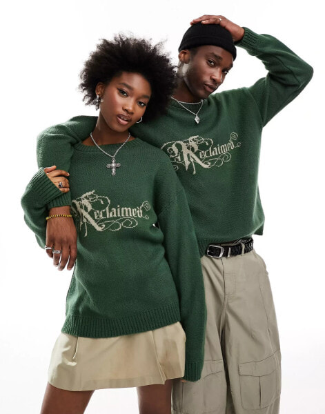 Reclaimed Vintage unisex oversized jumper with logo in green