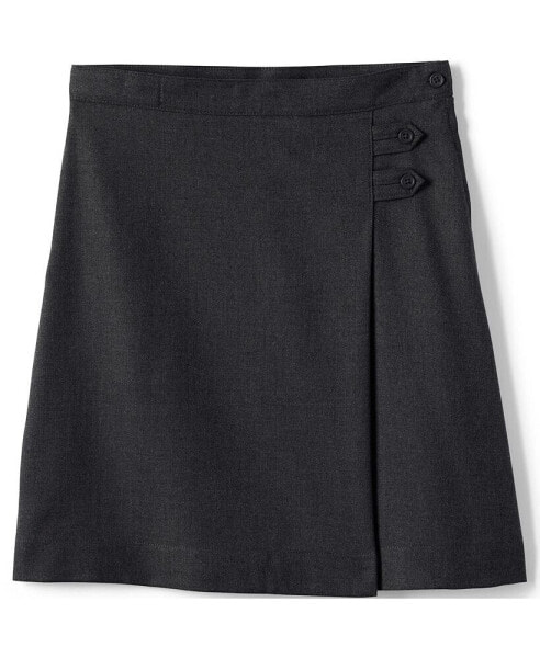 Big Girls School Uniform Solid A-line Skirt Below the Knee