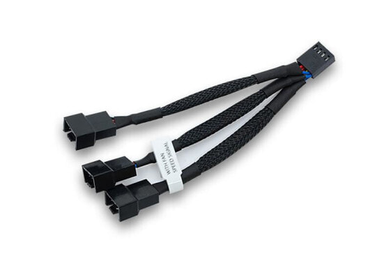 EK Water Blocks EK-Cable Y-Splitter 3-Fan PWM (10cm) - 0.1 m - 4-pin PWM - 3 x Fan (3-pin) - Straight - Straight - Black