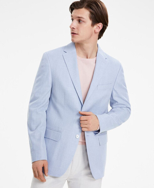 Men's Blue Solid Modern-Fit Sport Coat