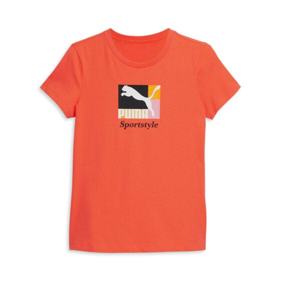 Puma Classics Brand Love Logo Crew Neck Short Sleeve T-Shirt Womens Orange Casua
