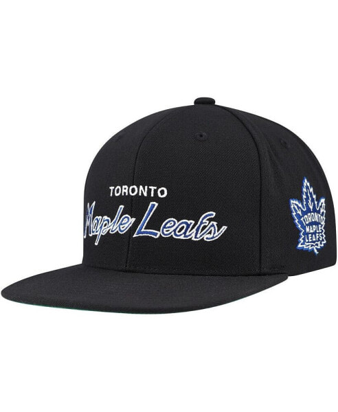 Mitchell Ness Men's Black Toronto Maple Leafs Core Team Script 2.0 Snapback Hat