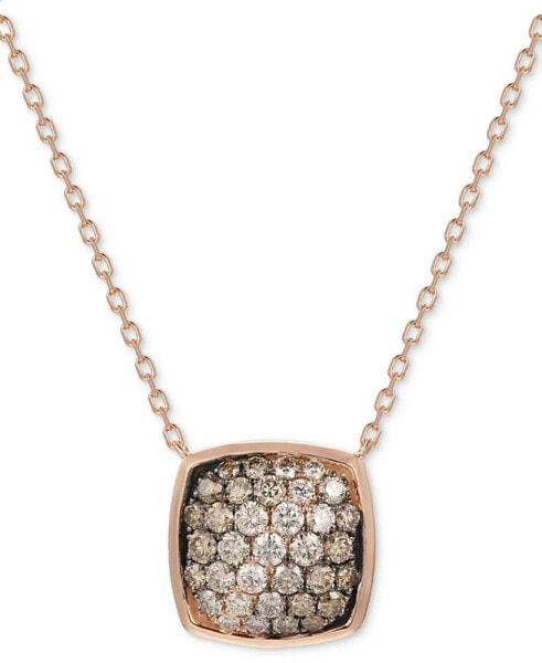 Chocolate Ombré Diamond® & Vanilla Diamond Cluster Adjustable 18" Pendant Necklace (1-1/20 ct. t.w.) in 14k Rose Gold