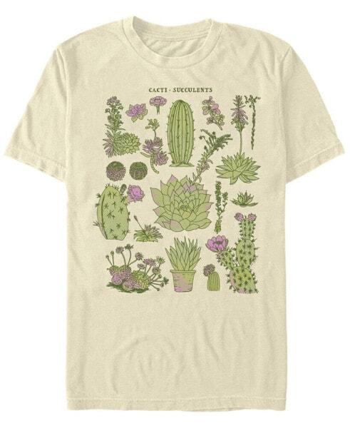 Men's Cacti Chart Drawing Short Sleeve Crew T-shirt