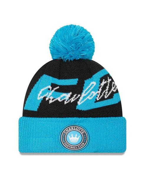 Men's Black Charlotte FC Confident Cuffed Pom Knit Hat