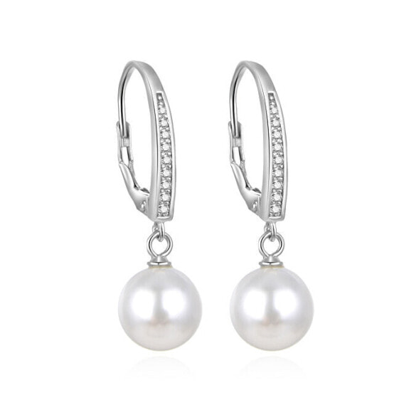 Beautiful silver earrings with real pearls AGUC862PL