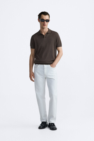 Cotton and silk knit polo shirt