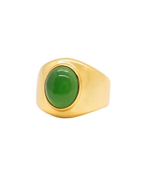 Dome — Green chalcedony signet ring