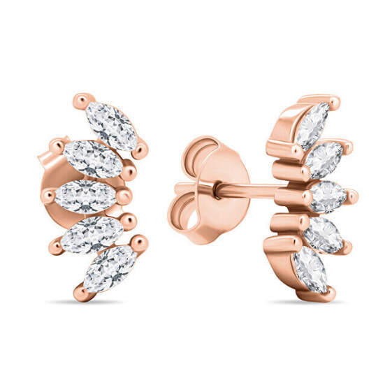 Unmissable bronze earrings with clear zircons EA596R