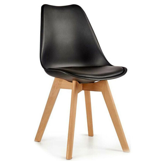 Обеденный стул Чёрный Светло-коричневый Деревянный Пластик (48 x 80 x 60 cm)