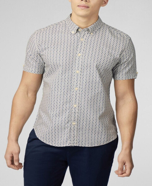 Men's Geo Wave Print Short Sleeve Shirt