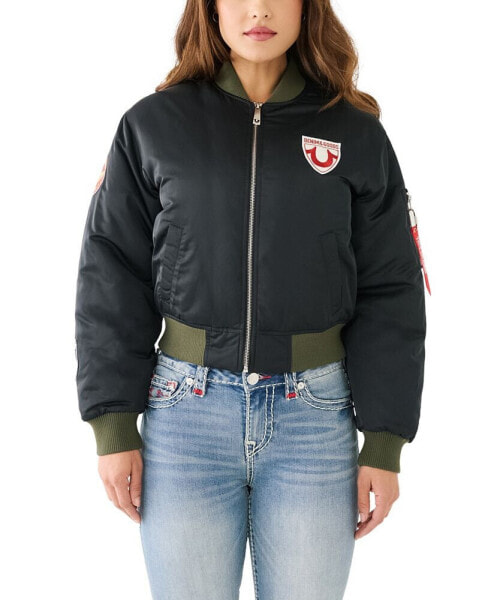 Women's Patched Bomber Jacket