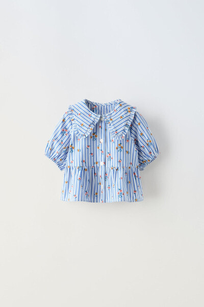 Комплект для малышей ZARA Рубашка в полоску и с цветочным принтом