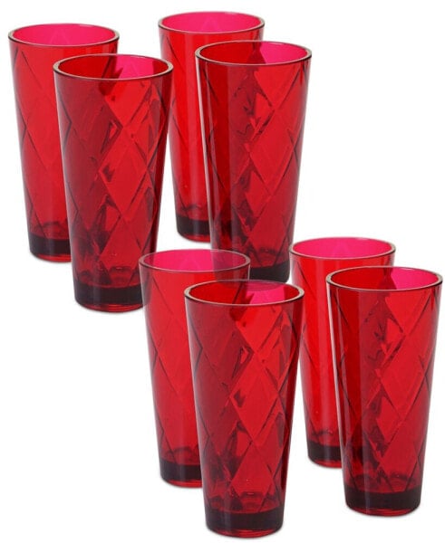 Ruby Diamond Acrylic Set of 8 Acrylic Ice Tea Glasses