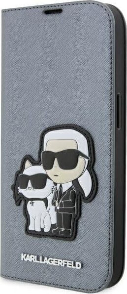 Karl Lagerfeld Etui Karl Lagerfeld KLBKP14LSANKCPG Apple iPhone 14 Pro bookcase srebrny/silver Saffiano Karl & Choupette