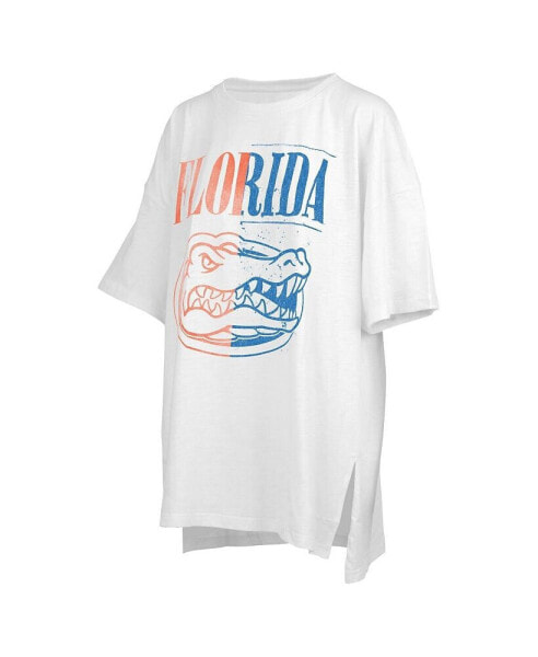 Women's White Distressed Florida Gators Lickety-Split Oversized T-shirt