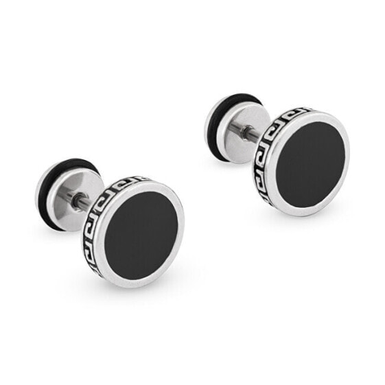Steel earrings with black center KS-133S