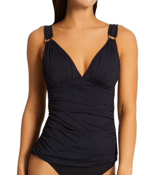 Bleu Rod Beattie Womens Over The Shoulder Tankini Top Swimswear Size 4 Black