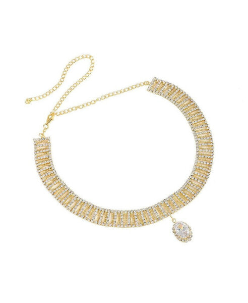 SOHI women's Gold Crystal Bling Necklace