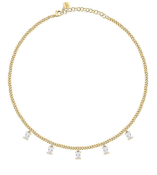 Elegant gold-plated necklace with Baguette pendants SAVP01