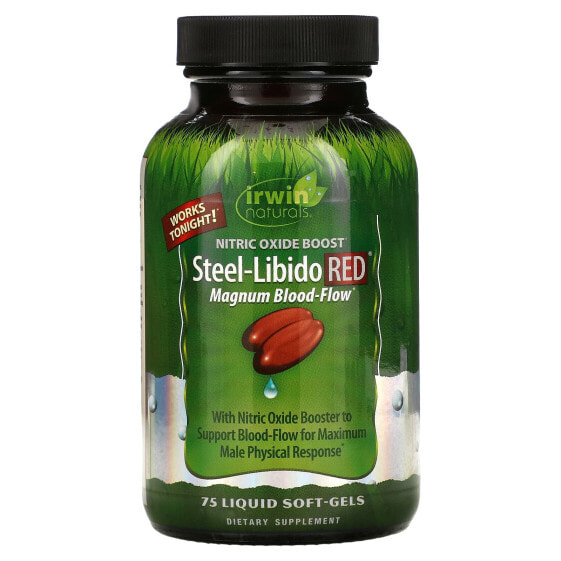 Irwin Naturals, Steel-Libido Red, Blood-Flow, 75 мягких желатиновых капсул с жидкостью