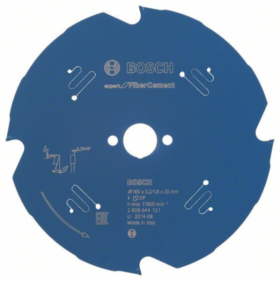 Bosch 2 608 644 121 - Cement fiber panel - 16 cm - 2 cm - 1.6 mm - 11900 RPM - 2.2 mm