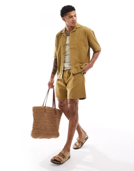 Pull&Bear woven co-ord short in khaki