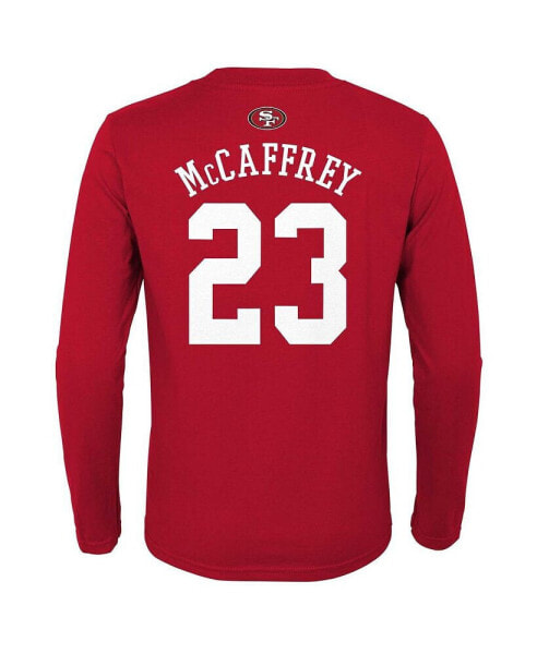 Big Boys Christian McCaffrey Scarlet San Francisco 49ers Mainliner Player Name and Number Long Sleeve T-shirt