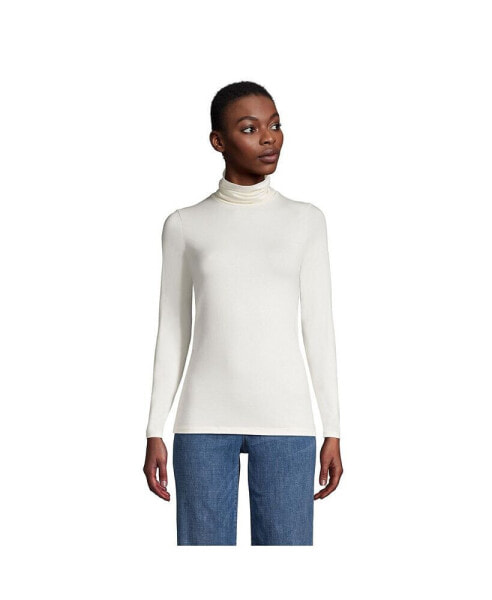 Petite Lightweight Jersey Skimming Long Sleeve Turtleneck