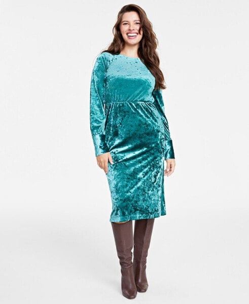 Women's Crushed Velvet Midi Dress, Created for Macy's