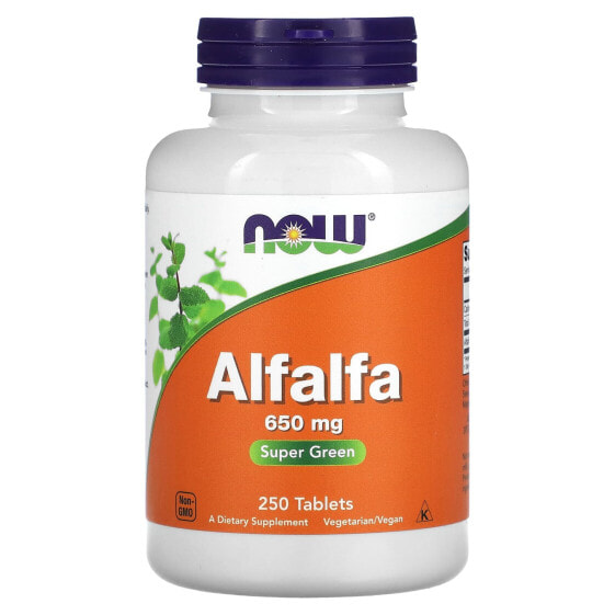 Травяные таблетки Alfalfa, 650 мг, 500 штук NOW