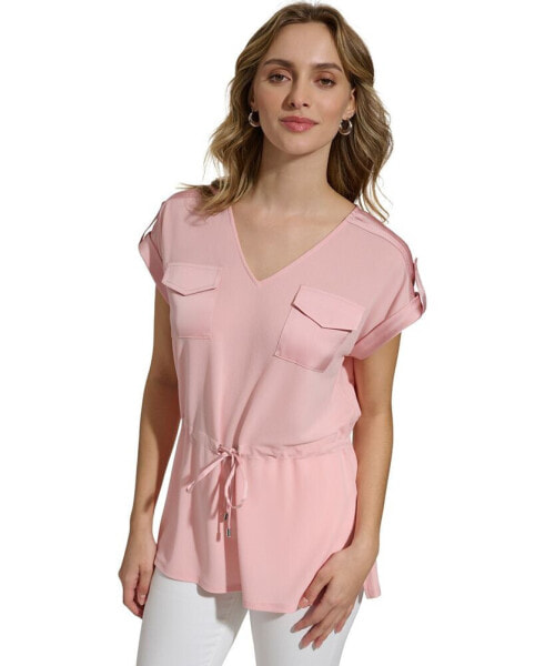 Women's Short-Sleeve Drawstring Top