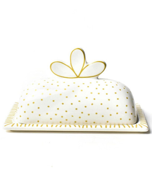 by Laura Johnson Deco Gold Scallop Knob Butter Dish