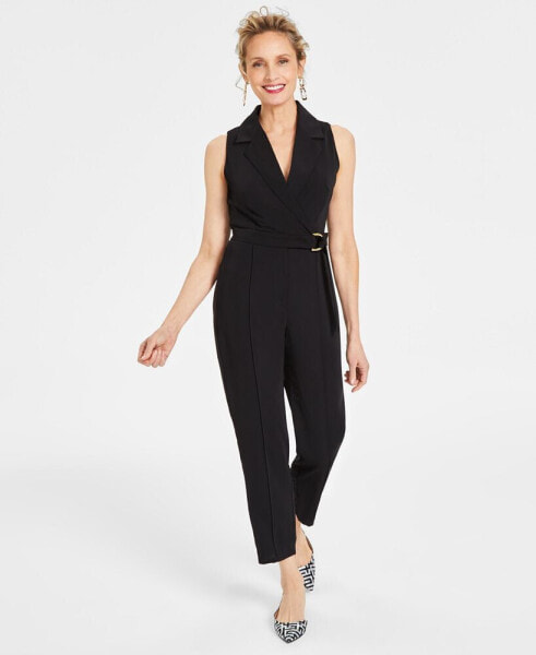Women's Notched Collar Jumpsuit, Created for Macy's