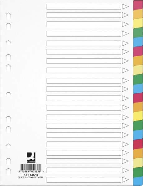 Канцелярский товар для школы Q-Connect Прозрачные разделители, PP, формата A4, 225x297 мм, 20 листов, разноцветные