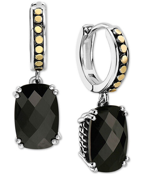 EFFY® Onyx Dangle Hoop Drop Earrings in Sterling Silver & 18k Gold