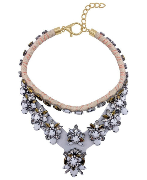 White Floral Statement Rope Necklace