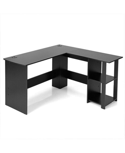 L Shaped Corner Computer Desk with Storage Shelves