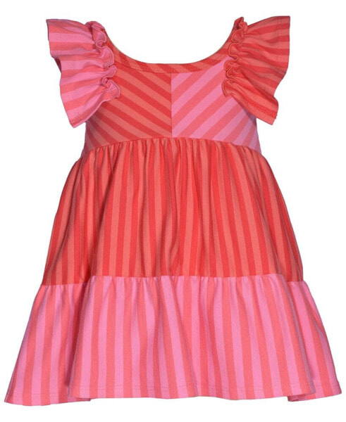 Little & Toddler Girls Flutter-Sleeve Striped Knit Dress