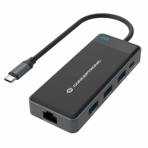 USB-C-хаб на 7 портов Conceptronic 110518107101 Чёрный Серый 100 W (1 штук)