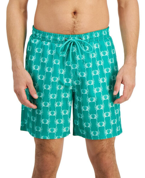 Men's Crab Toile Printed Quick-Dry 7" Swim Trunks, Created for Macy's